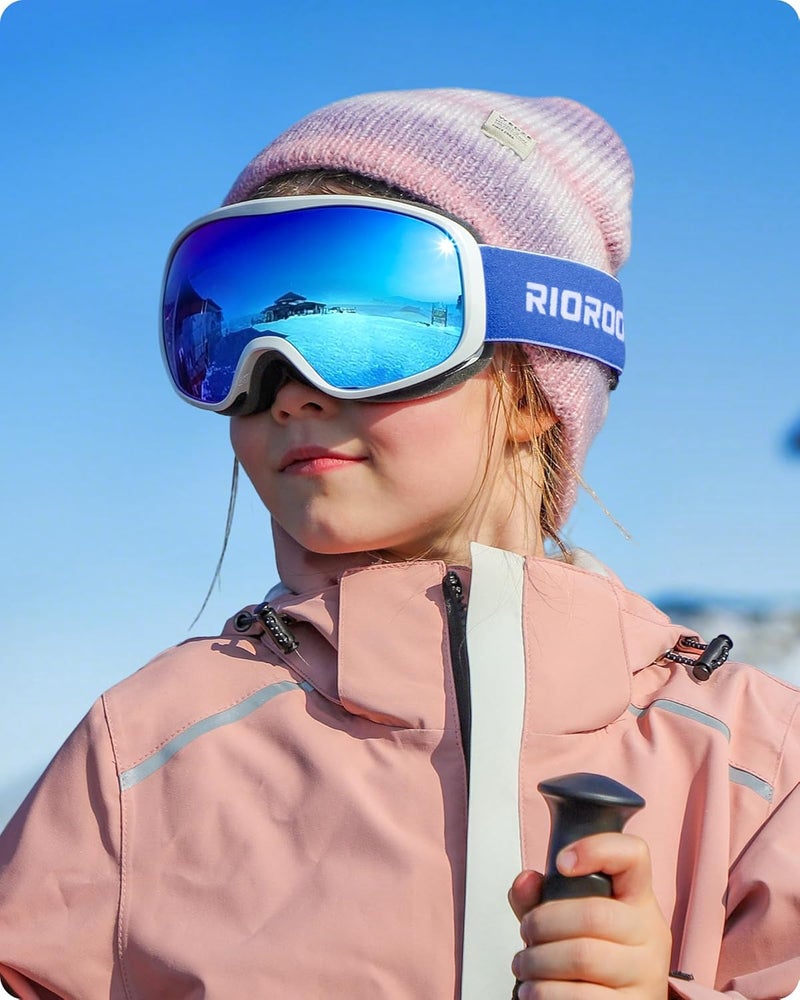 RIOROO Kids Ski Goggles for Boys Girls Aged 3-14, 100% UV Protection OTG Ski Goggles - Image 2